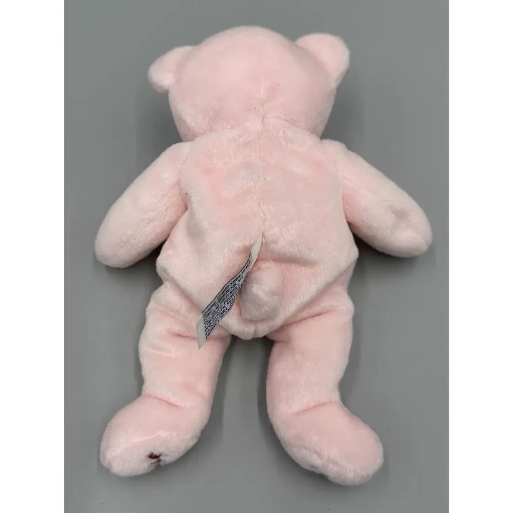 Vintage 1999 Mary Meyer Beanbag Pink Teddy Bear Small 7 Inch Heart On Chest